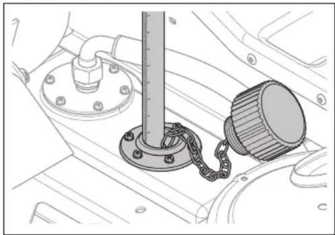 HUSQVARNA Rider P 524XR EFI - Het oliepeil in het hydraulische systeem controleren - 1