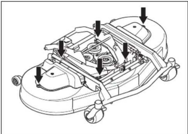 HUSQVARNA Rider P 524XR EFI - De afdekkingen van het maaidek verwijderen (R137, 137X) - 1