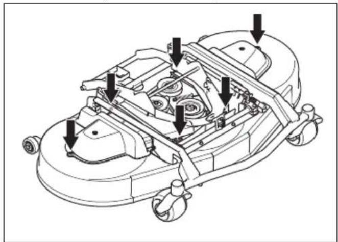 HUSQVARNA Rider P 524XR EFI - Odstranjevanje pokrovov kosišča (R137, 137X) - 1