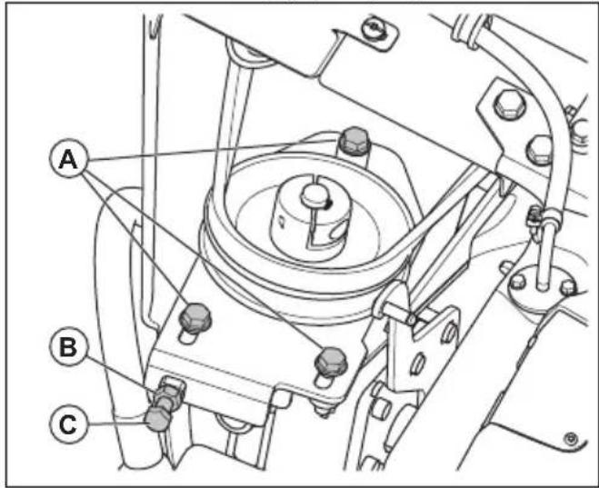 HUSQVARNA Rider P 524XR EFI - De riem van de hydraulische pomp afstellen - 3