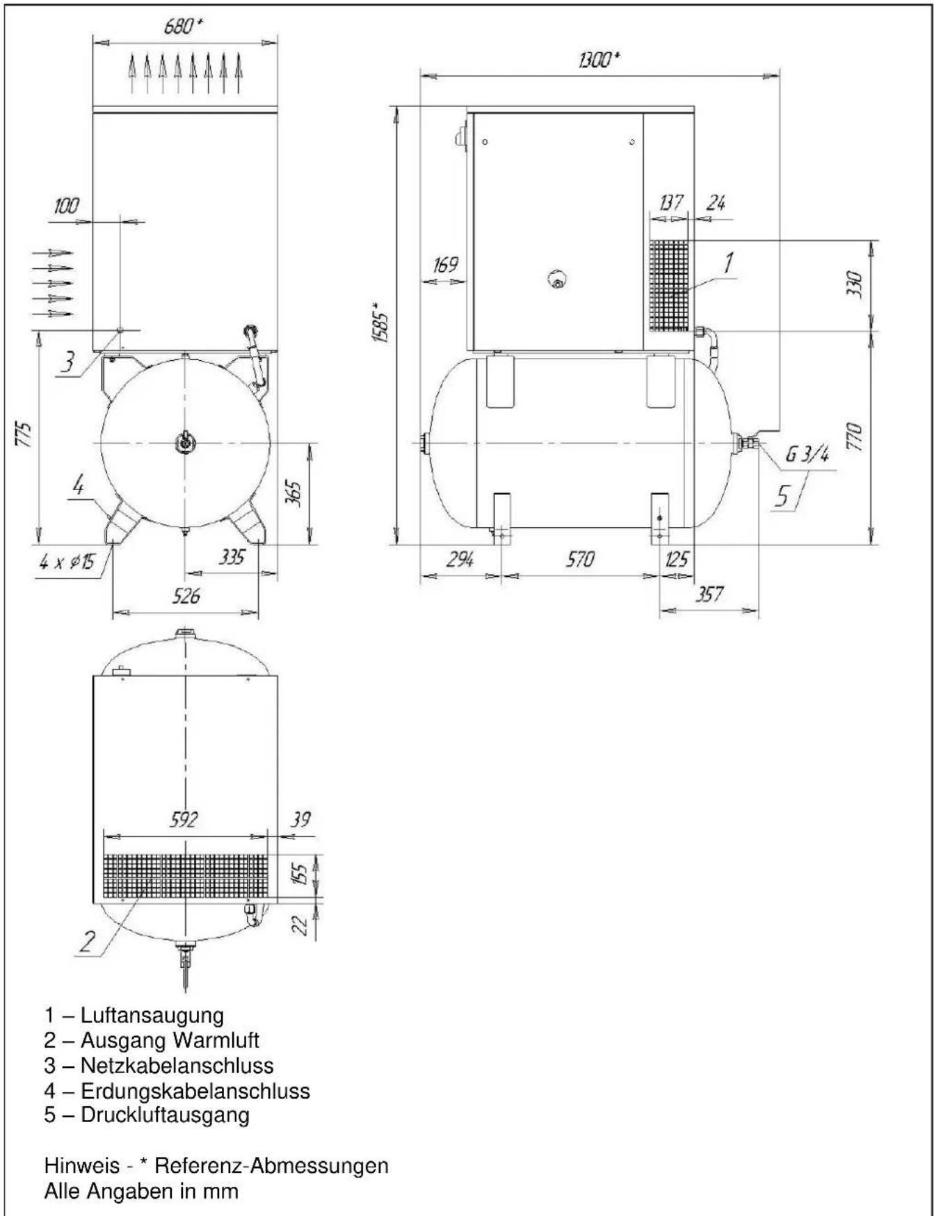 Prebena SK 15-10 - C.7 - Allgemeiner Aufbau – Abmessungen und Anschlüsse Modell: SK-7,5-10 - 1