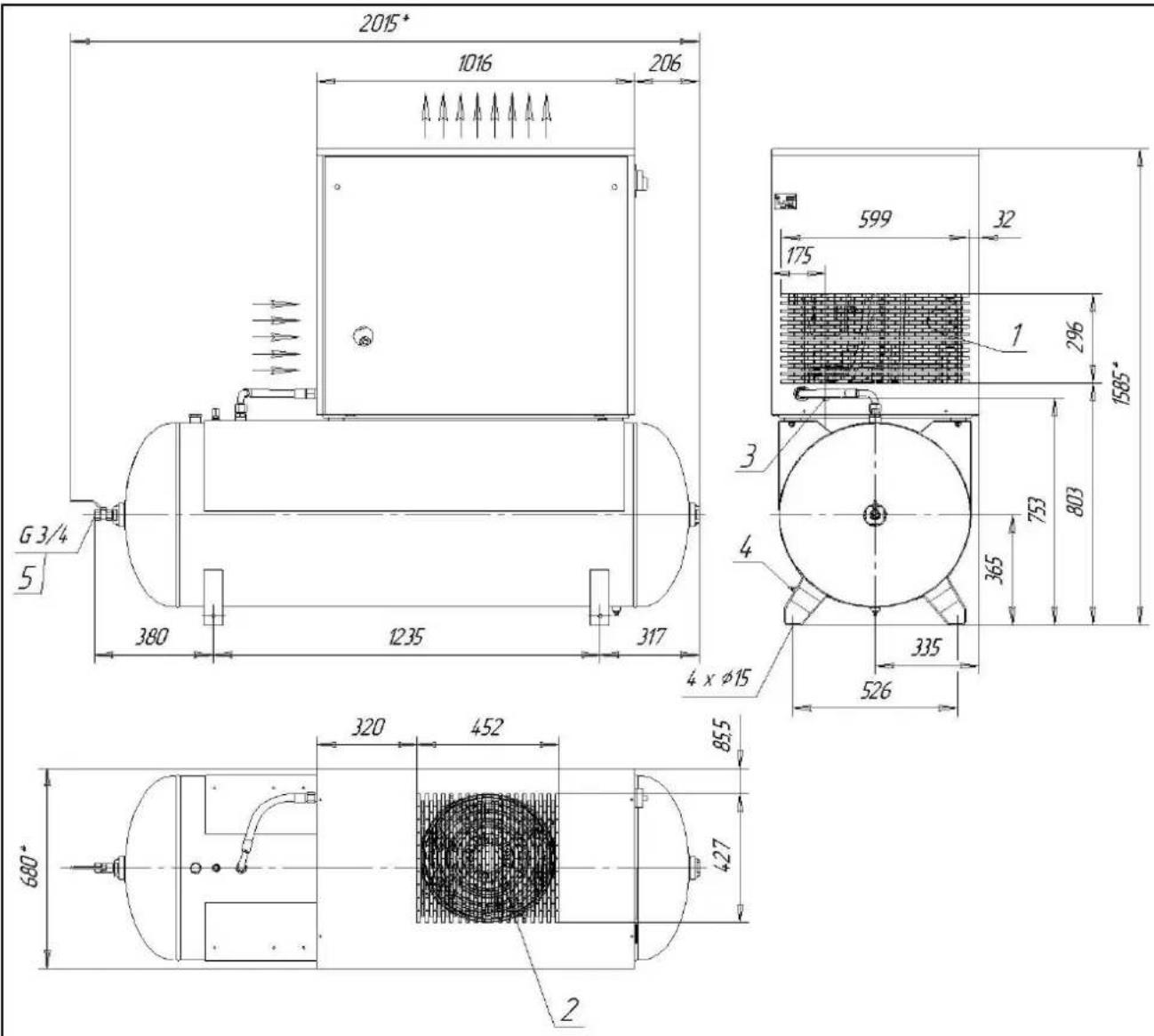 Prebena SK 15-10 - C.8 - Allgemeiner Aufbau – Abmessungen und Anschlüsse Modell: SK-15-10 - 1