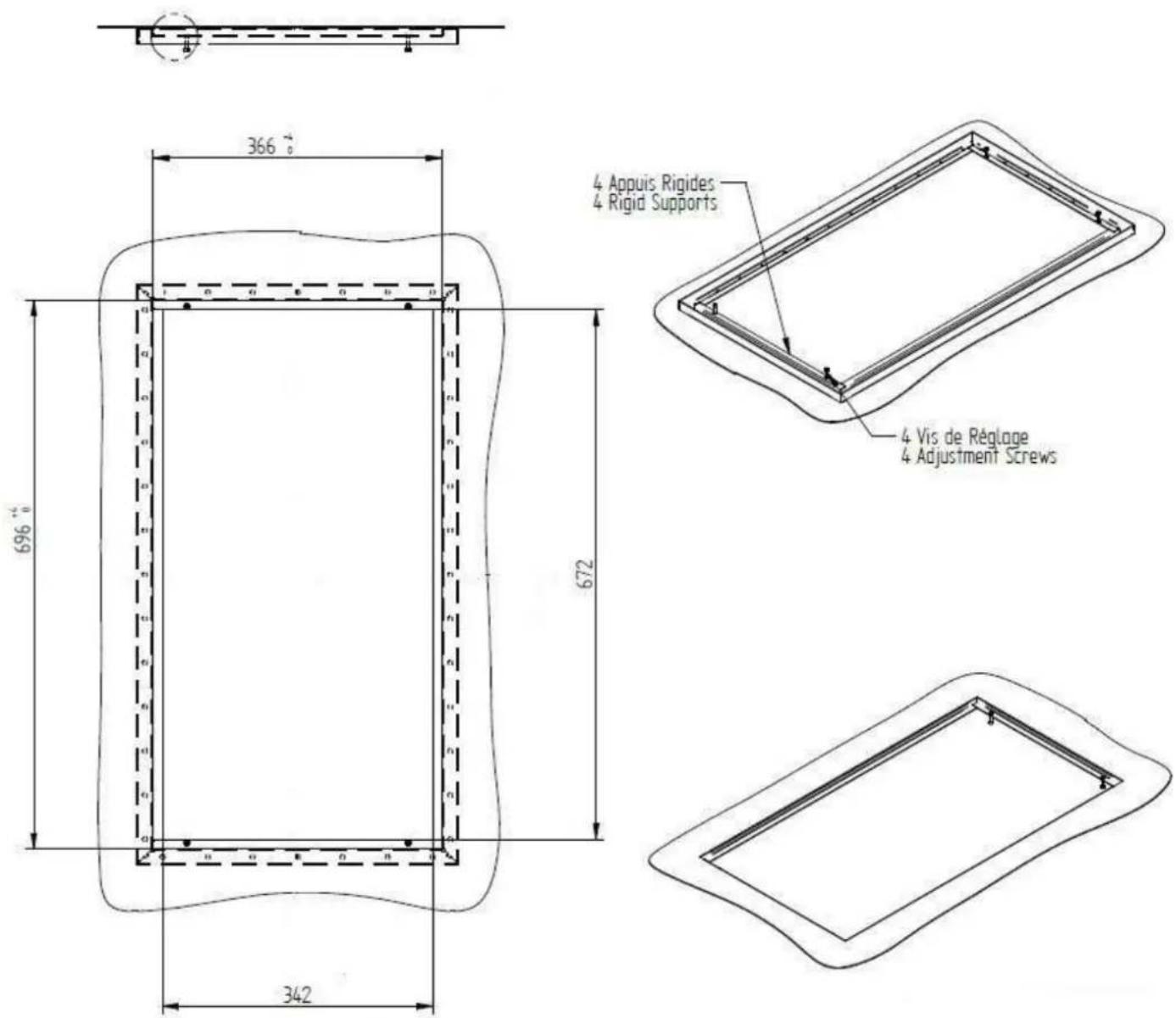 Adventys KTI2 - Mechanical installation for 360 x 690 vitroceramic : - 1