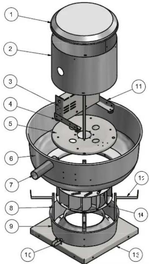 Canarm ALX150-UD050EC - ALX SERIES SPUN ALUMINUM UPBLAST EXHAUSTERS - EXPLODED VIEW - 1