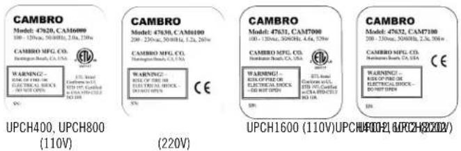 Cambro UPCHT16002 - 操作说明 - 1