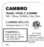 Cambro UPCHT16002 - Operating Instructions - 1