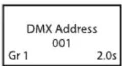 Cameo Root BAR 6 - PANTALLA PRINCIPAL EN EL MODO DMX - 1