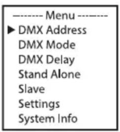 Cameo Root BAR 6 - SETTING THE DMX START ADDRESS (DMX Address) - 1