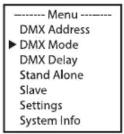 Cameo Root BAR 6 - SETTING THE DMX OPERATING MODE (DMX Mode) - 1