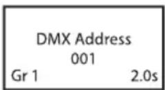 Cameo Root BAR 6 - SCHERMATA PRINCIPALE NELLA MODALITÀ DMX SUL DISPLAY - 1