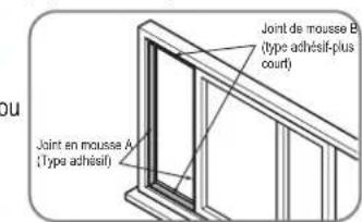 Joint en mousse A (Type adhésif) Joint de mousse B (type adhésif-plus courty)