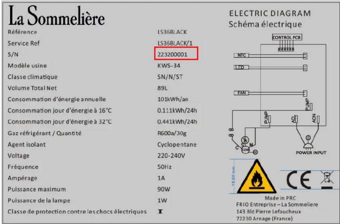 LA SOMMELIERE LS52BLACK - PLAQUE SIGNALÉTIQUE - 1