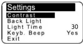 Lofrans Thetis 7003 - Settings menu - 1