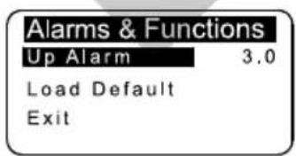 Lofrans Thetis 7003 - Alarm and functions menu - 1