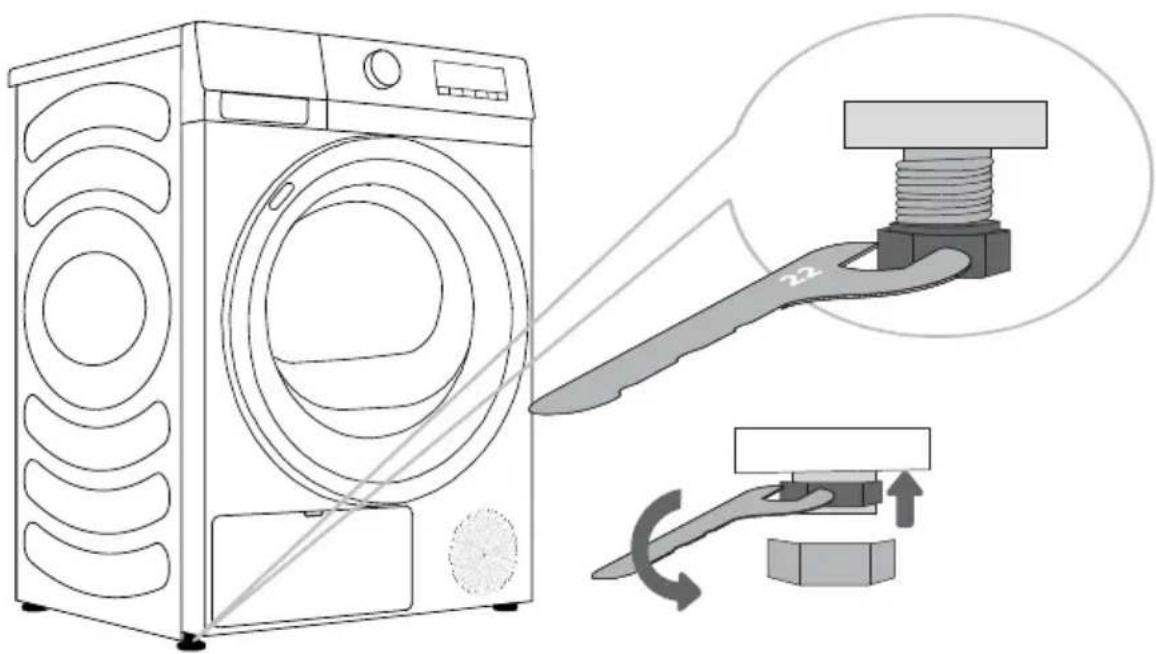 ASPES ASB800DDX - RÉGLAGE DES PIEDS DU SÈCHE-LINGE - 1