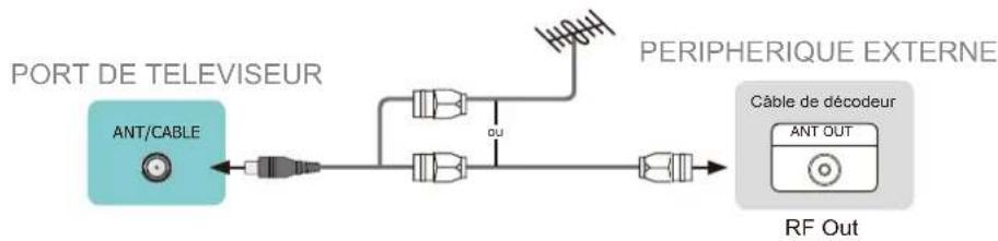 HISENSE 55A6Q - Connexion d'une antenne, d'un câble de décodeur ou d'un récepteur satellite - 1