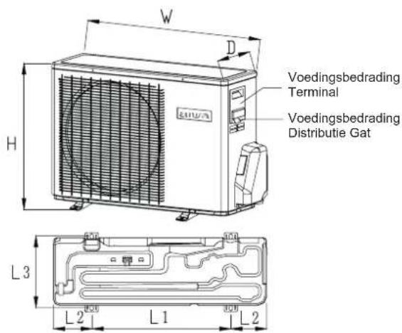AIWA HARUAIR 18 ACD-18000 - Installatie afmeting (Unit: mm) - 1