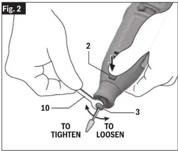 DREMEL 3100 - Changing Accessories with EZ Twist Integrated Wrench / Nose Cap - 1