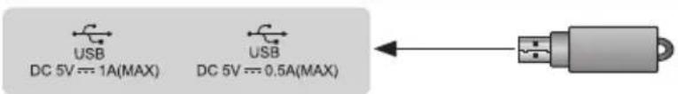 USB DC 5V == 1A(MAX) USB DC 5V == 0.5A(MAX)