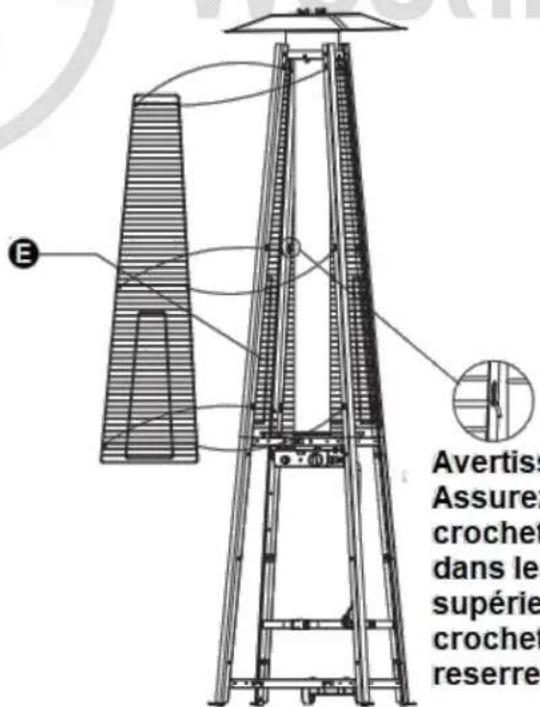 E Avertis: Assure: crochet dans le supérie crochet reserre