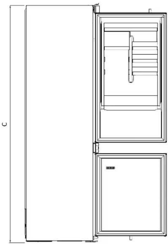 HOOVER HONBQT3518E - Jääkaapin mitat - 4