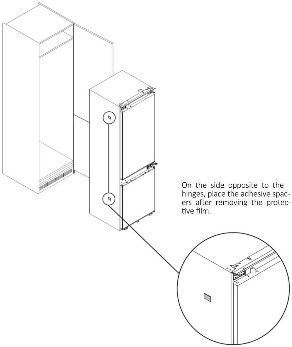 HOOVER HONBQT3518E - Installation instructions for the refrigerator - 2