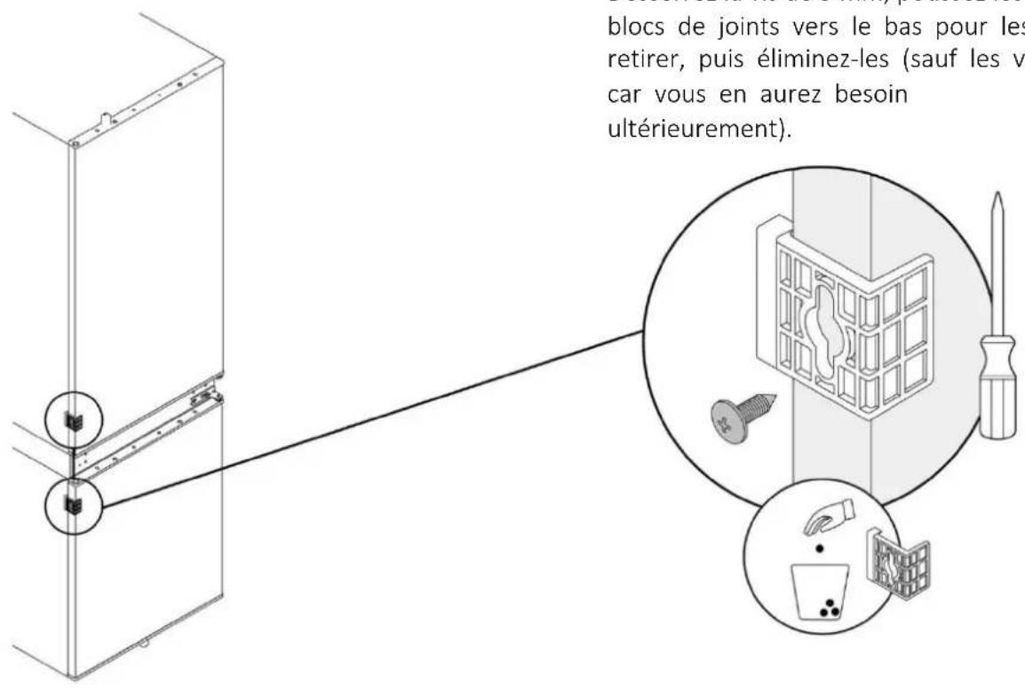 blocs de joints vers le bas pour les retirer, puis éliminez-les (sauf les vi car vous en aurez besoin ultérieurement).