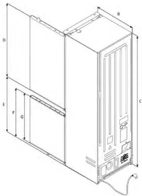 HOOVER HONBQT3518E - Rozmiry kholodyl'nyka - 2