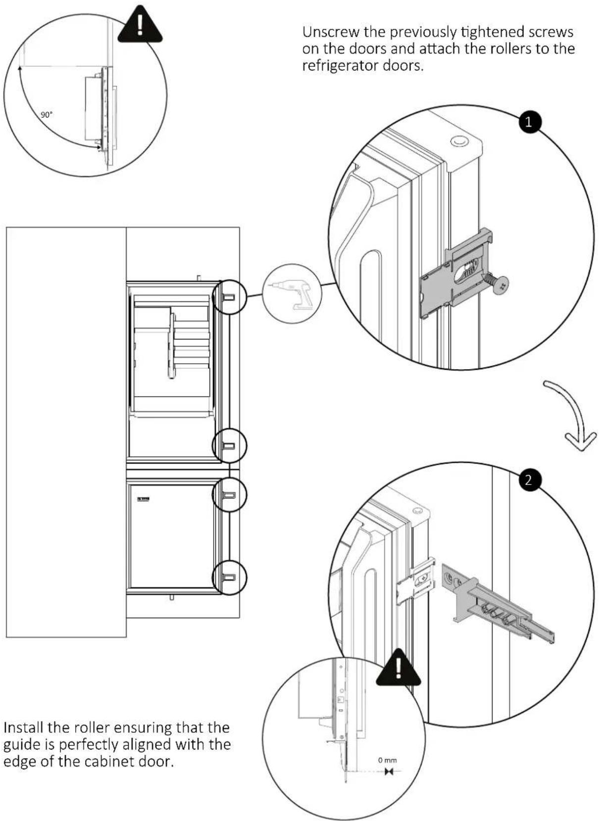 HOOVER HONBQT3518E - Attaching the sliding hinges to the cabinet door9.10 - 1