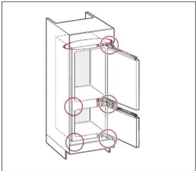MIELE KFN 7934 D - Fixation de l'appareil de froid dans la niche d'installation - 1