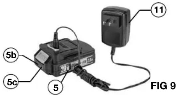 Genesis GLGST20B - CHARGEMENT DU BLOC-BATTERIE (FIG 9) - 1