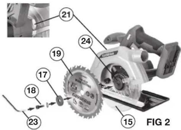 Genesis GLCS2065B - INSTALLING AND REMOVING THE SAW BLADE (FIG 2) - 1