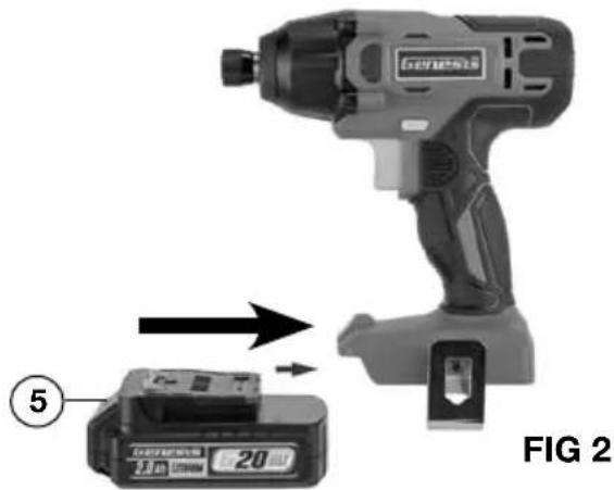 Genesis GLID20B - INSTALLING AND REMOVING THE BATTERY PACK (FIG 2) - 1