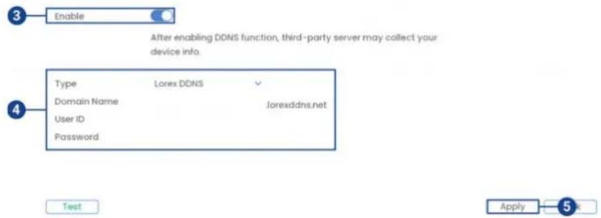 Lorex N92062-M2D6 - Pour configurer le DDNS dans l'enregistreur : - 1