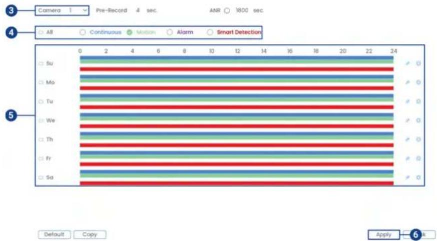 Lorex N92062-M2D6 - Pour configurer le calendrier d'enregistrement : - 1