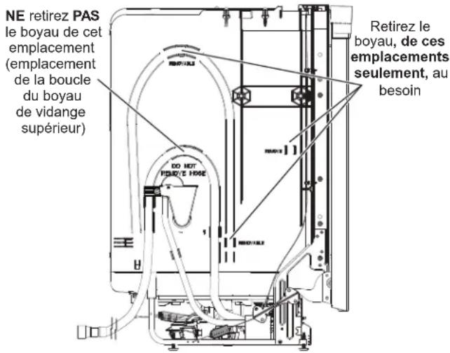 GE GDT550PGRBK - ÉTAPE 6 INSERTION DU BOYAU DE VIDANGE DANS L'ORIFICE DE L'ARMOIRE - 1