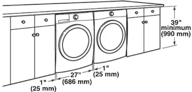 MAYTAG MED6205RSIL - Recommended installation clearances (dryer only): - 2