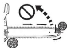 Shindaiwa 335S - Precauciones de seguridad para el retroceso lateral - 6