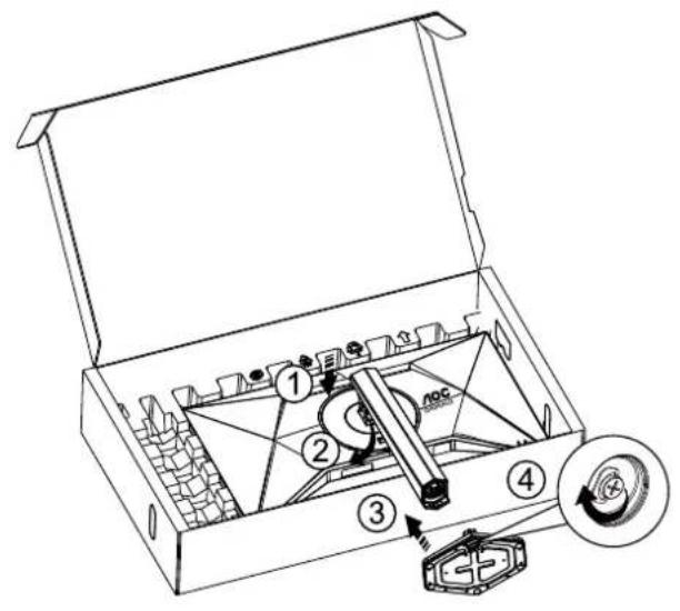 AOC Q27G4XND - Configuration du support et de la base - 1