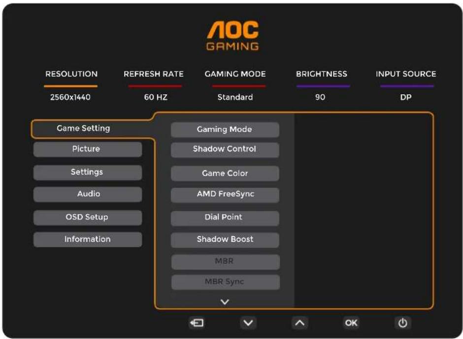 AOC Q27G4XND - OSD Setting (Réglages d'OSD) - 1