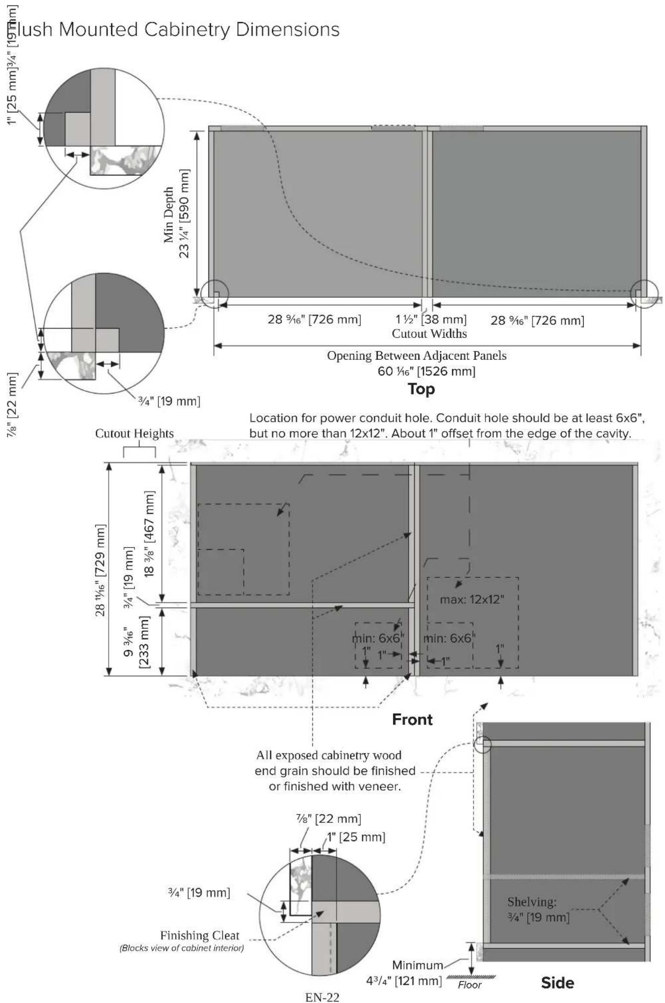 VIKING MVMSP6301BG - Side by Side Cabinetry Specifications - Single Wall Oven, Steam/Speed Oven &amp; Warming Drawer (MVSOE3601, MVSOC6301/MVMSP6301 &amp; MVWDE6301) - 3
