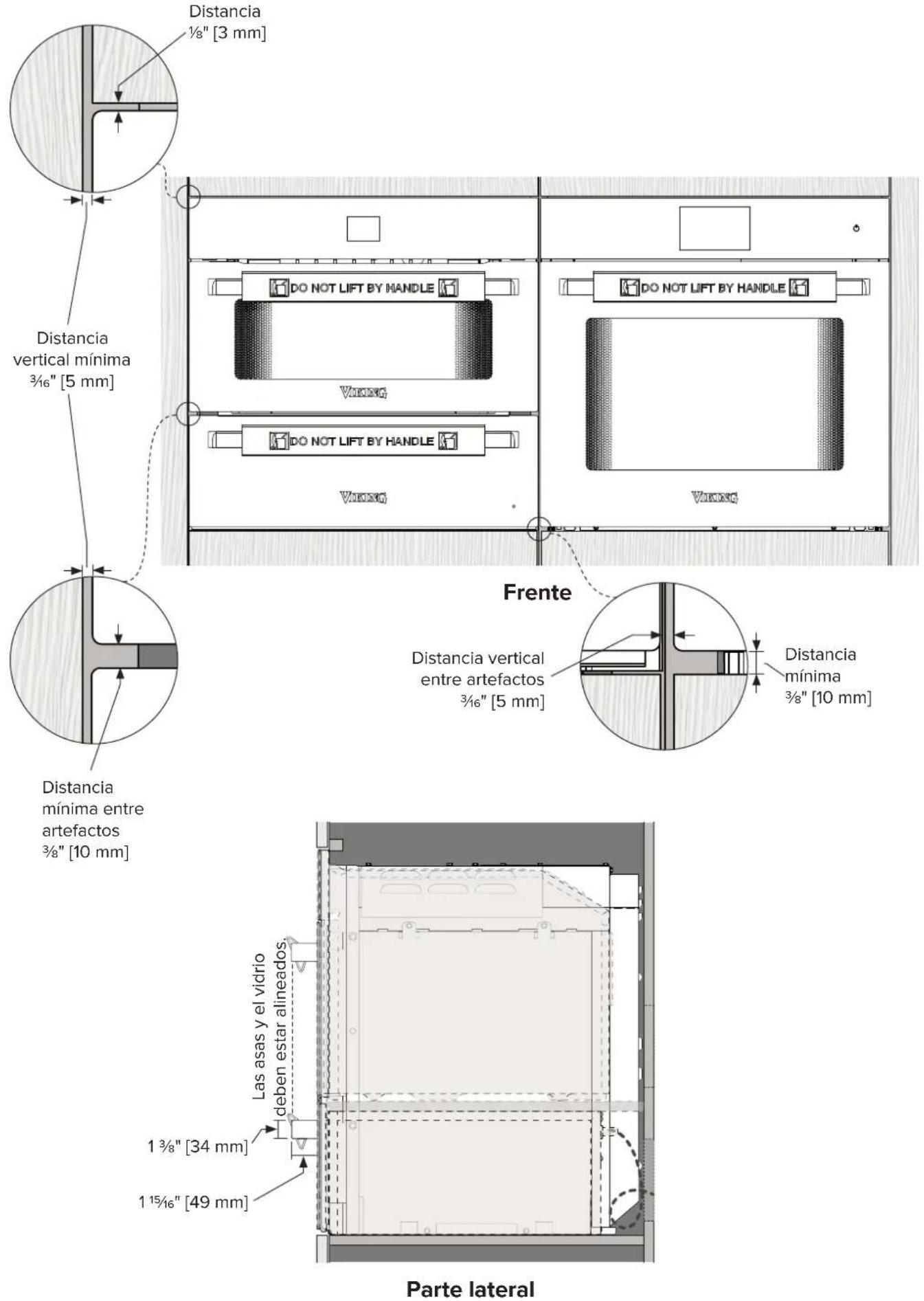 VIKING MVMSP6301BG - Especificaciones de los armarios lado a lado - Horno de pared simple, horno de vapor/rápido y cajón calientaplatos - 2