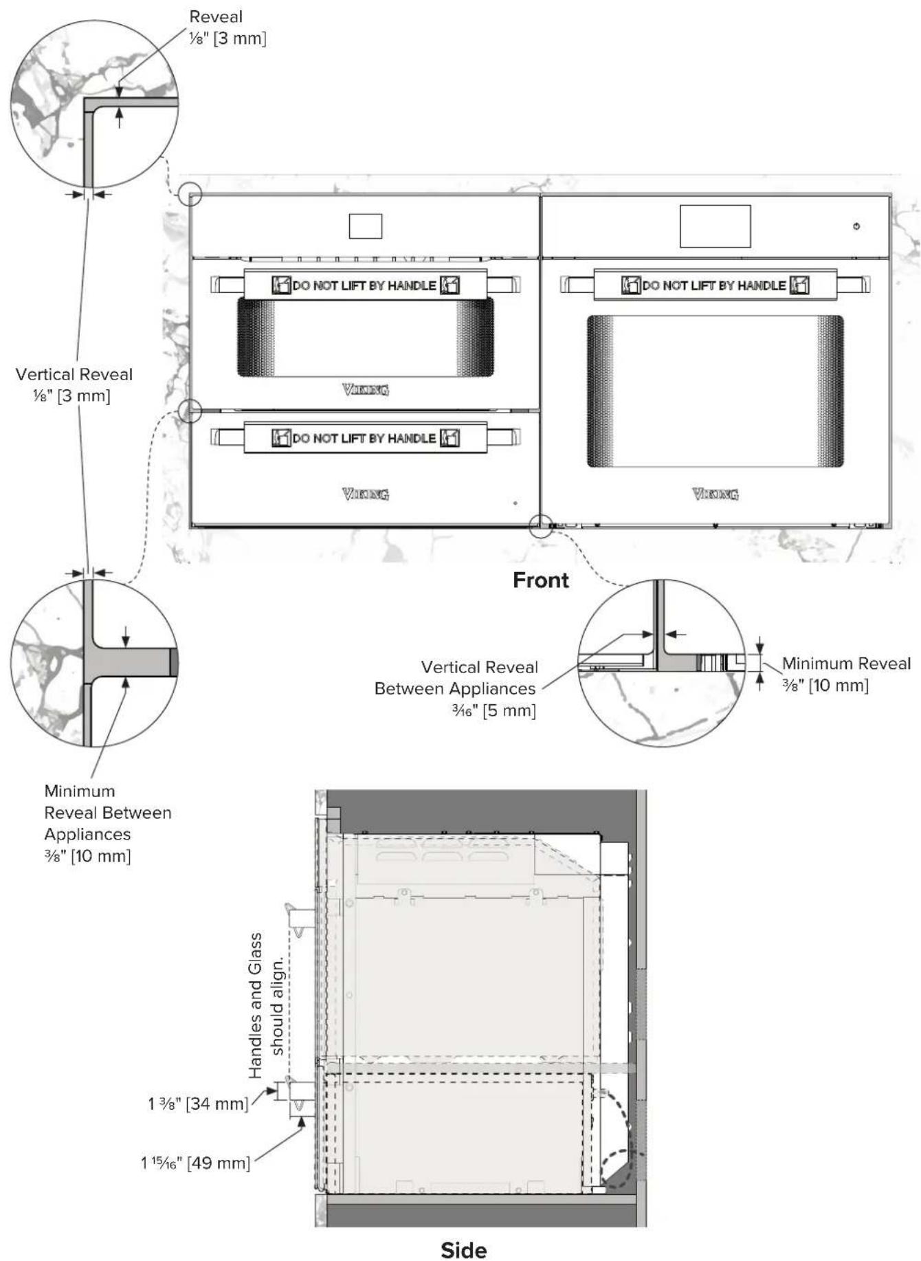 VIKING MVMSP6301BG - Side by Side Cabinetry Specifications - Single Wall Oven, Steam/Speed Oven &amp; Warming Drawer (MVSOE3601, MVSOC6301/MVMSP6301 &amp; MVWDE6301) - 4