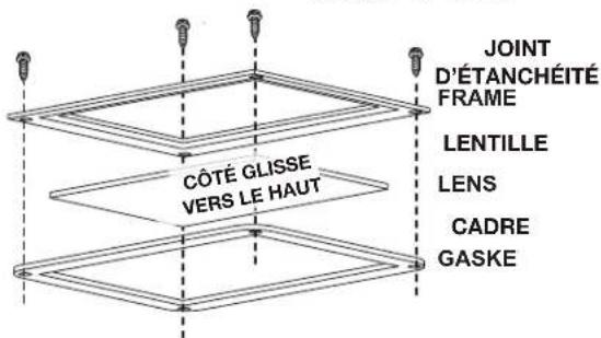 JOINT D'ÉTANCHÉITÉ FRAME LENTILLE LENS CADRE GASKE CÔTÉ GLISSE VERS LE HAUT