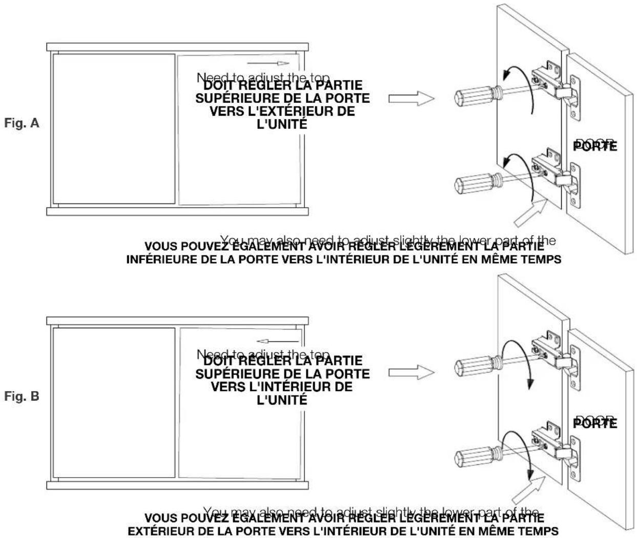 Need to adjust the ton DOIT REGLER LA PARTIE SUPÉRIEURE DE LA PORTE VERS L'EXTÉRIEUR DE L'UNITÉ You may also need to adjust slightly the lower part of the INFÉRIEURE DE LA PORTE VERS L'INTÉRIEUR DE L'UNITÉ EN MÊME TEMPS You POUVEZ ÉGALEMENT AVOIR REGLER LÉGEREMENT LA PARTIE INFÉRIEURE DE LA PORTE VERS L'INTÉRIEUR DE L'UNITÉ EN MÊME TEMPS You may also need to adjust slightly the lower part of the DOIT REGLER LA PARTIE SUPÉRIEURE DE LA PORTE VERS L'INTÉRIEUR DE L'UNITÉ You POUVEZ ÉGALEMENT AVOIR REGLER LÉGEREMENT LA PARTIE EXTÉRIEUR DE LA PORTE VERS L'INTÉRIEUR DE L'UNITÉ EN MÊME TEMPS