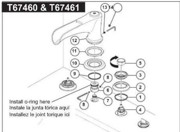 T67460 & T67461 Install o-ring here Instale la junta tórica aquí Installez le joint torique ici