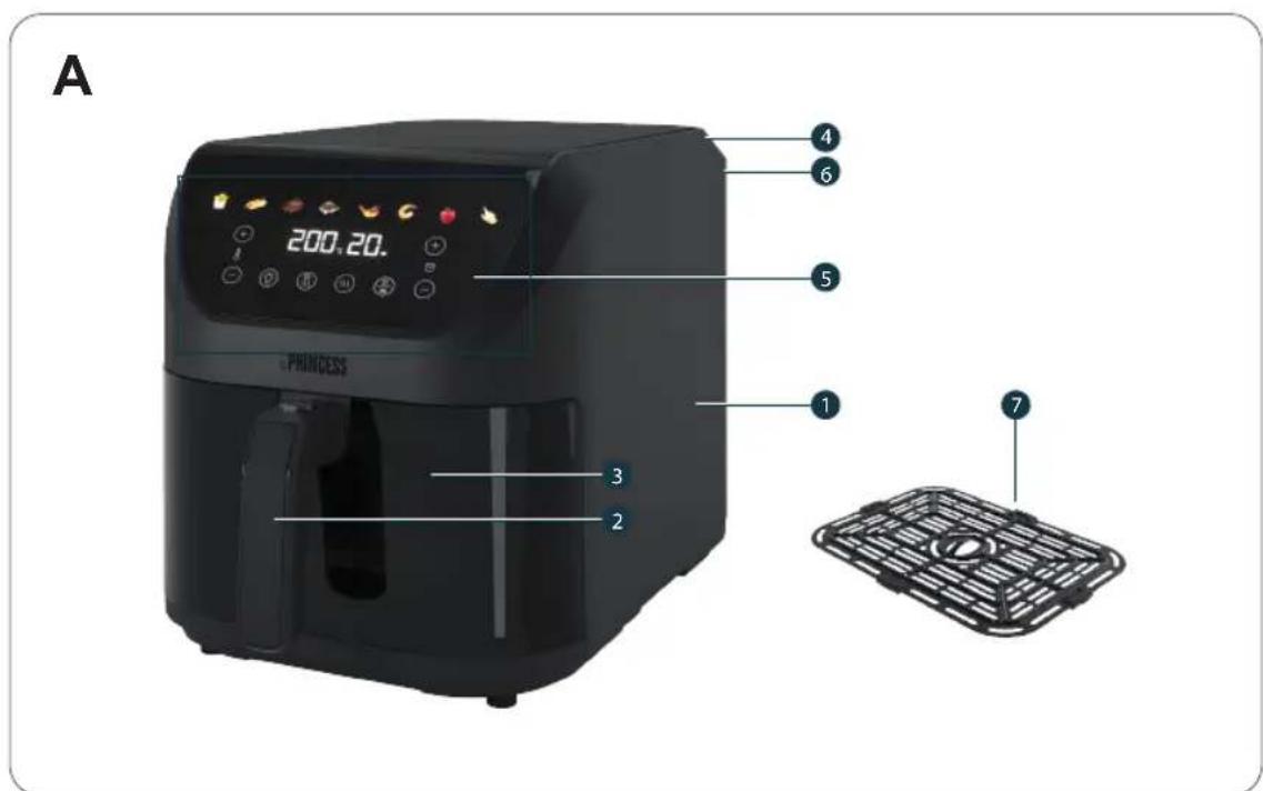 PRINCESS 8L SlimFry Airfryer 182476 - 1