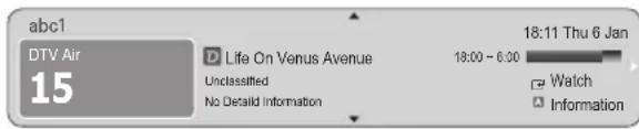 SAMSUNG UE46C9005ZW - Using the INFO button (Now & Next guide) - 1
