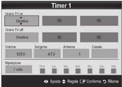 SAMSUNG UE46C9005ZW - Impostazione del Timer di accensione/spegnimento - 1