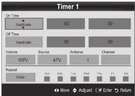 SAMSUNG UE46C9005ZW - Setting the On / Off Timer - 1